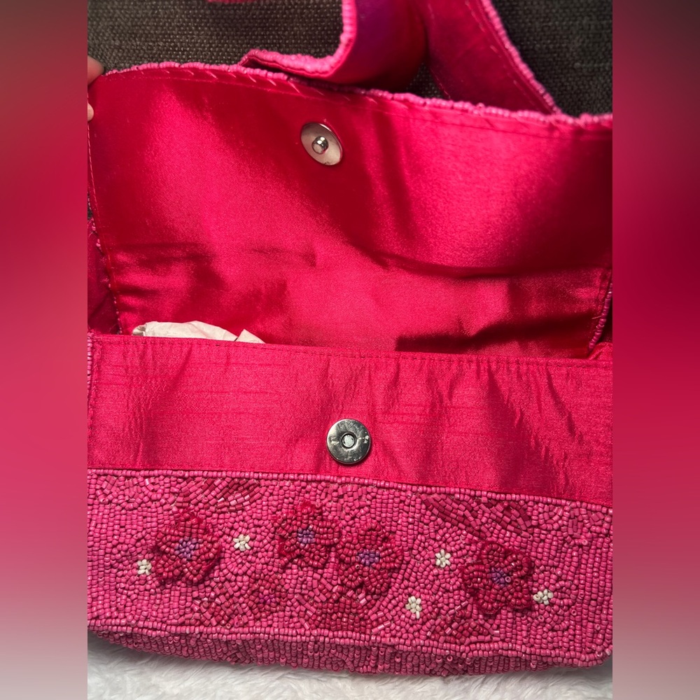 BCBGMaxAzria Pink Beaded Floral Bag - Picture 8 of 11